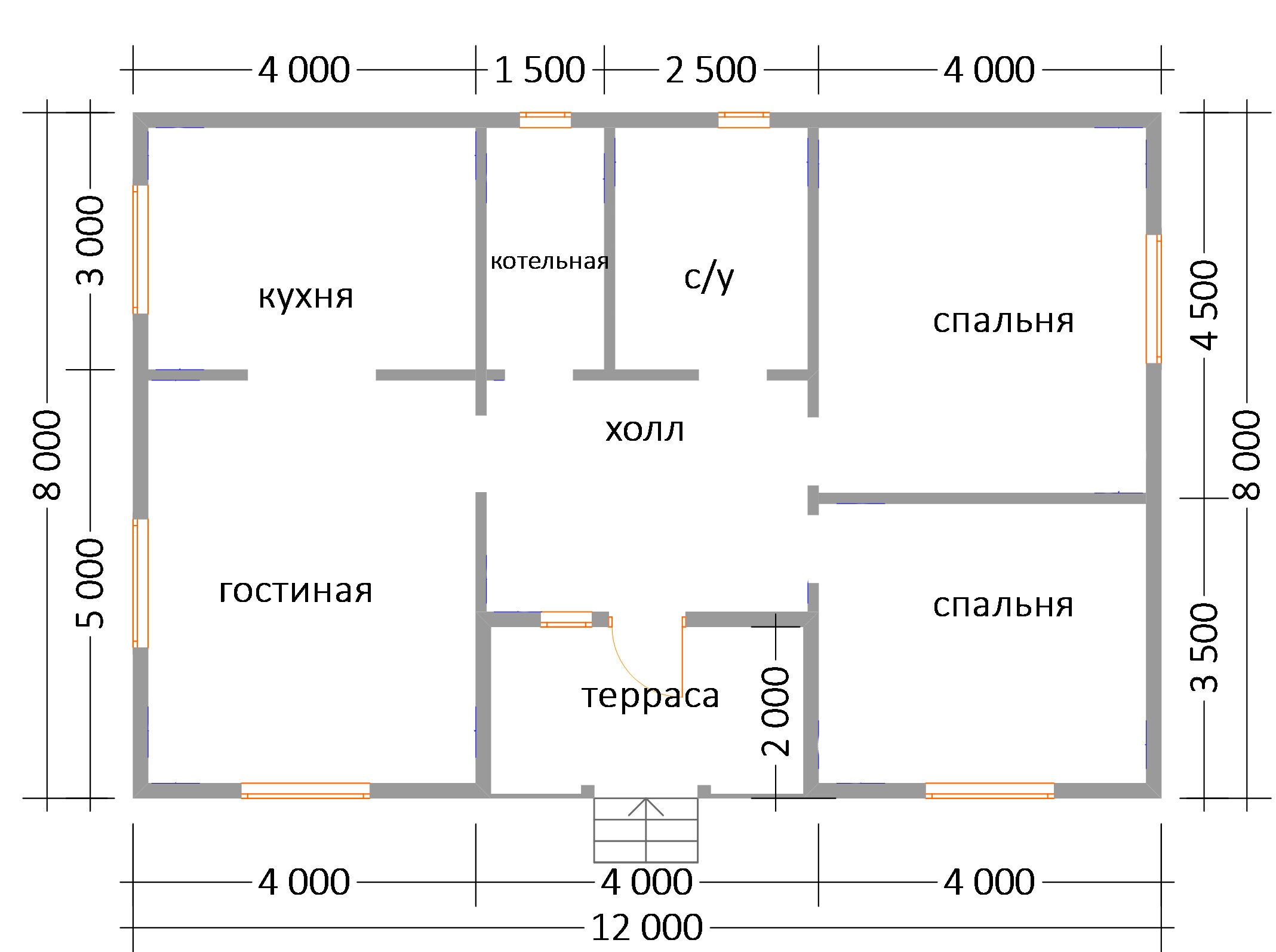 Одноэтажный дом по индивидуальному проекту