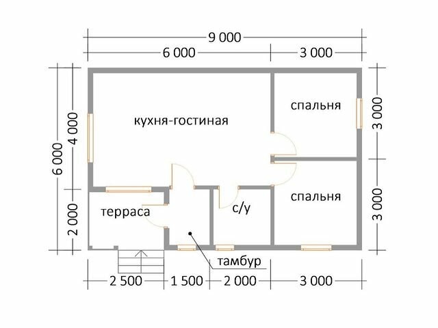 Проект бани с двумя спальнями одноэтажный