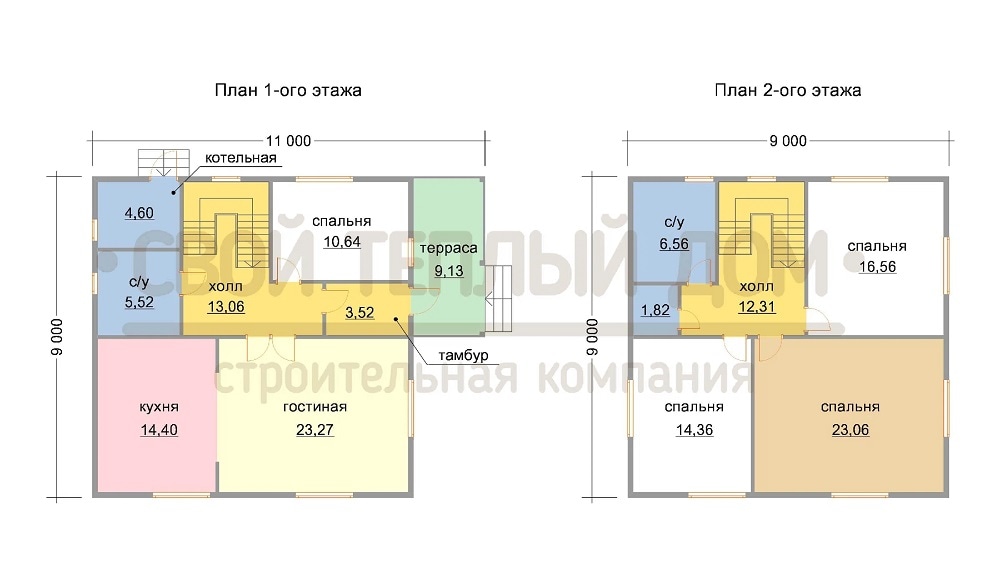 Проект двухэтажного дома для ПМЖ: 171 кв.м., 4 спальни, кухня-гостиная, 2 с/у и котельная